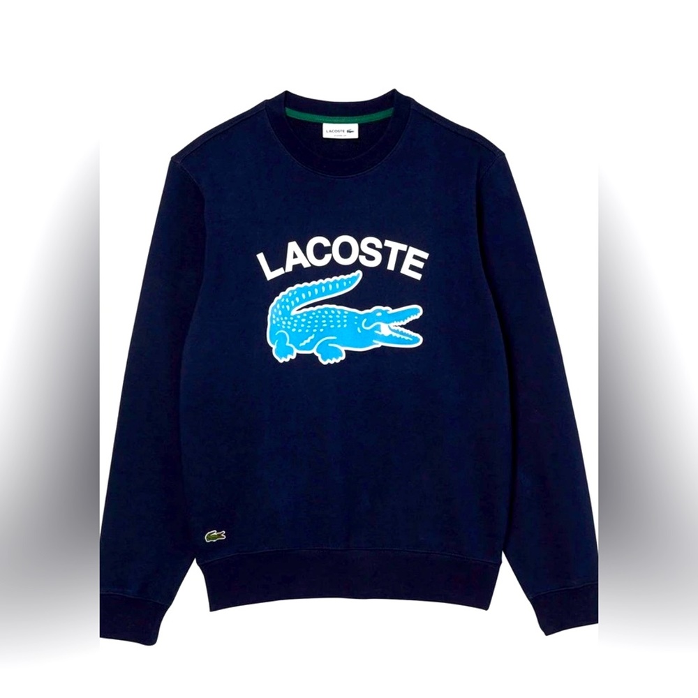 LACOSTE Graphic Big Croc Logo Sweat in Navy